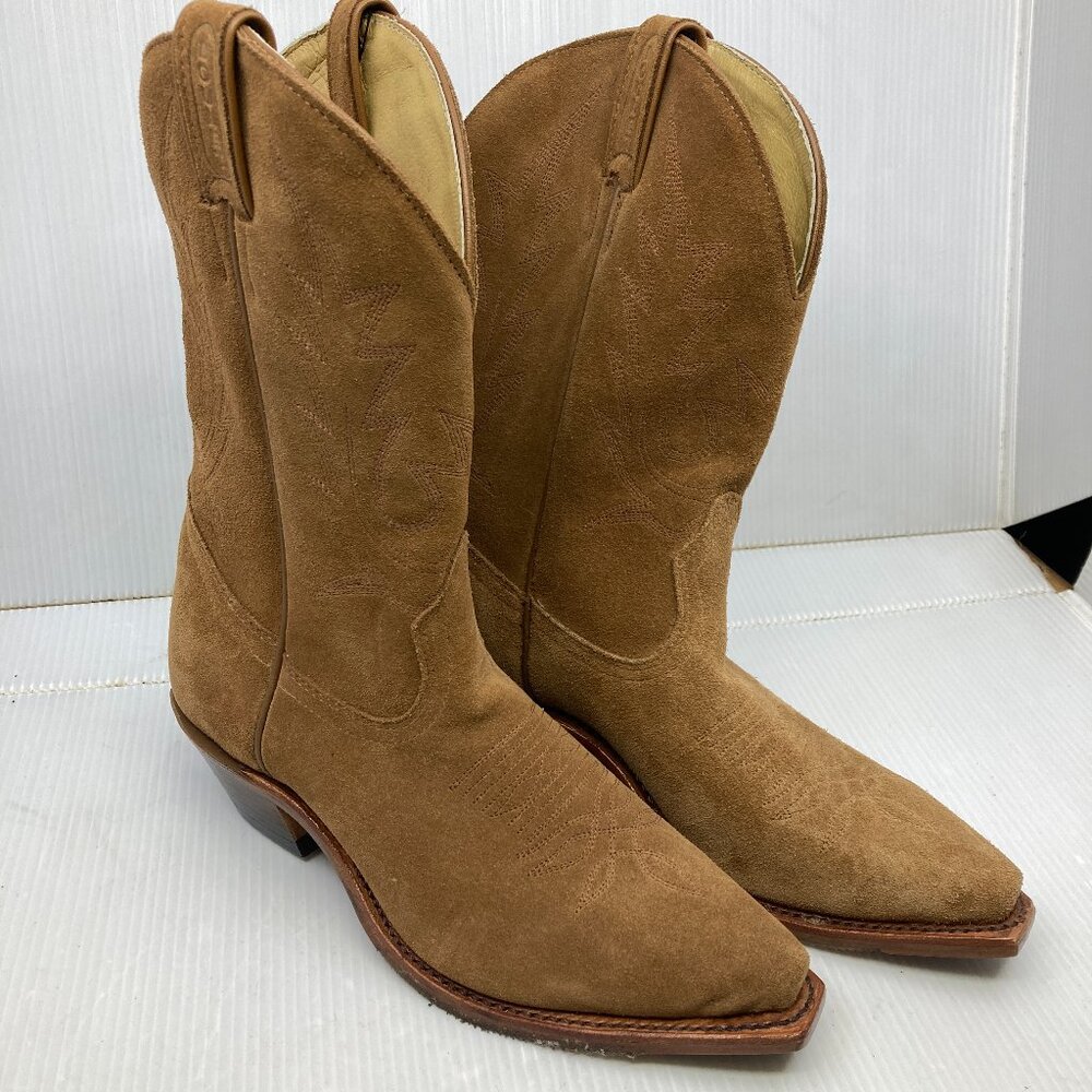 BOULET NEW western cowboy tobacco suede womens boots sz 6 1/2 C